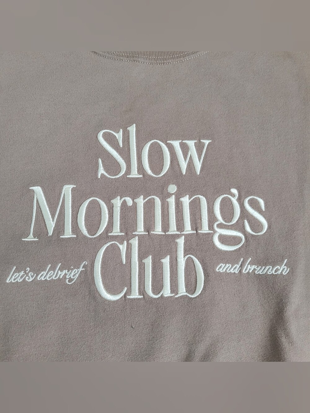 Abercrombie & Fitch Sweatshirt Fleece Slow Mornings Club Brown Tan Small Medium - Picture 2 of 5